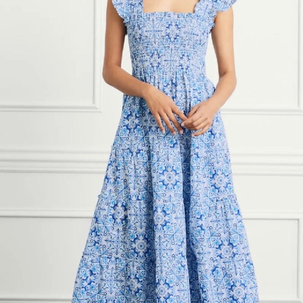 Hill House Ellie Nap Dress Blue and White Mosaic